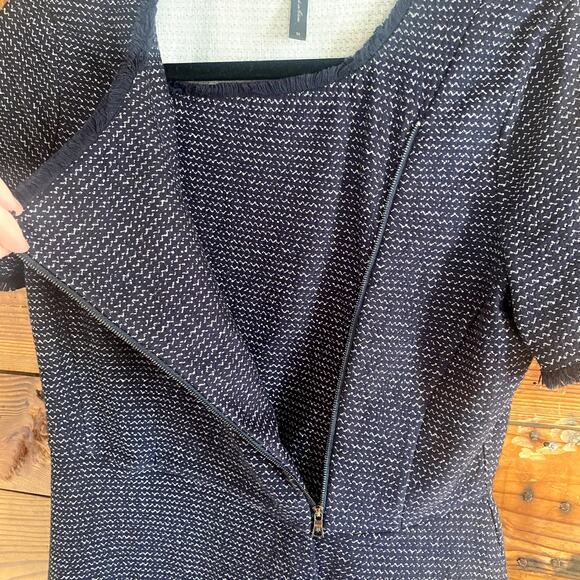 BCBG Maxazria navy tweed peplum panel top - Picture 3 of 5